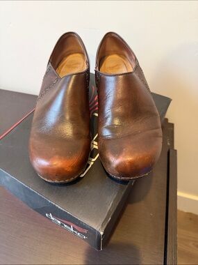 Dansko Women’s Brown Leather Slip-On Clogs